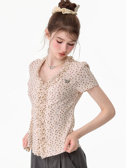 Polka Dot Lace Patchwork Tee Top【s0000017752】