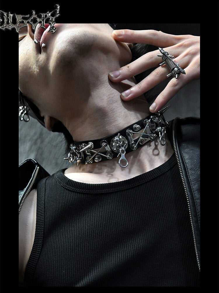 Hardcore Leather Punk Necklace Accessory【s0000018870】
