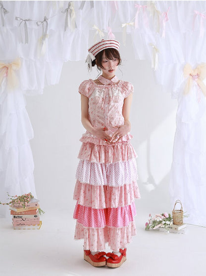 Pink Polka Dot Cake Skirt Pants【s0000016553】