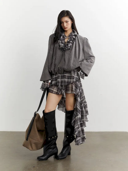 Diamond Pleated Short Jacket【s0000014035】