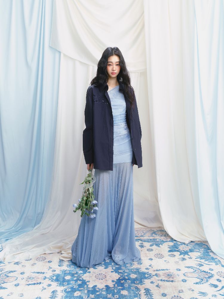 Tansparent a-line tulle dress【s0000012149】