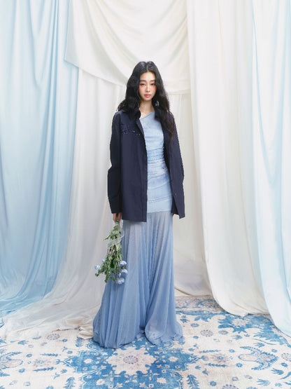 Tansparent a-line tulle dress【s0000012149】