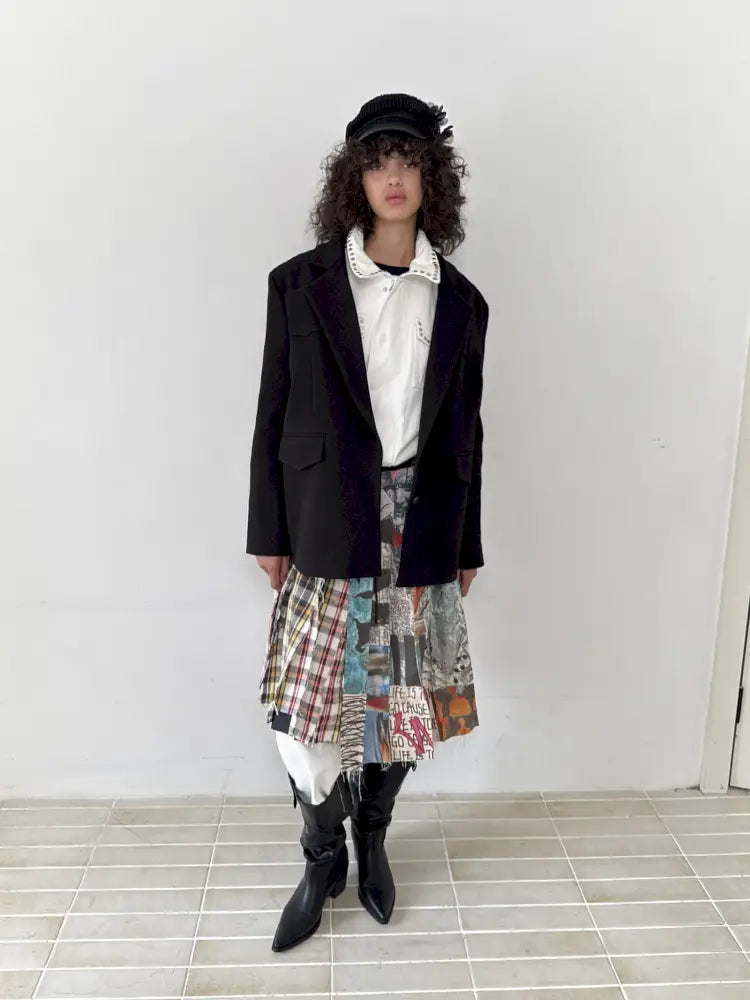 Frayed Waist Belt One-Piece Plaid Skirt【s0000014201】
