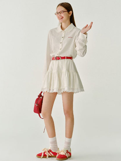 Doll Collar Solid Color Bow Flutter Shirt【s0000011963】