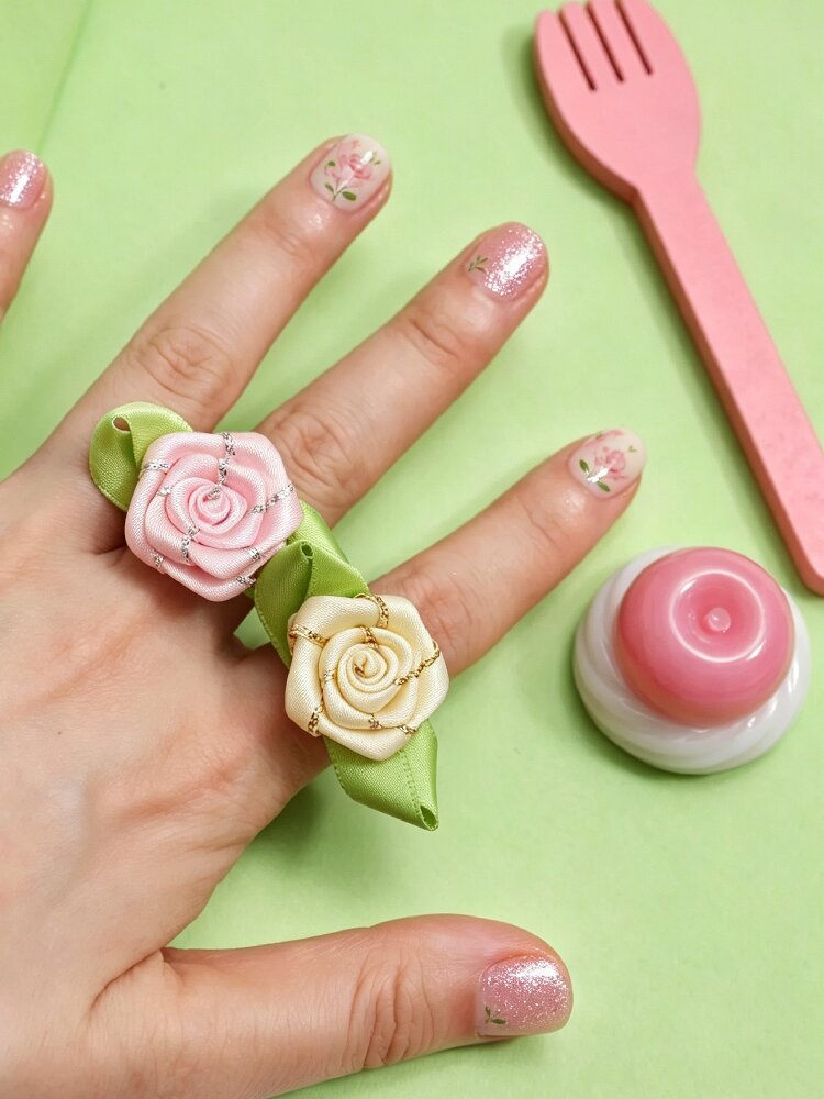 Vintage Rose Satin DIY Cute Ring【s0000017768】