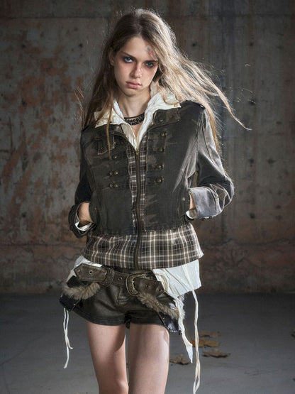 Standing collar zipper positive shoulder jacket【s0000013891】