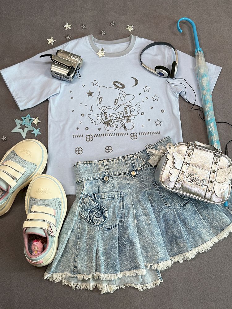 Angel Cat Short Sleeve T-Shirt【s0000012200】