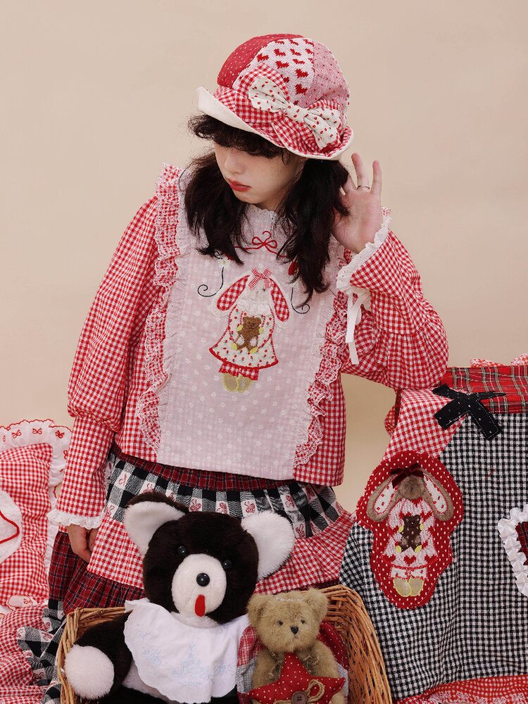 Pastoral Embroidered Plaid Sleeve【s0000019282】