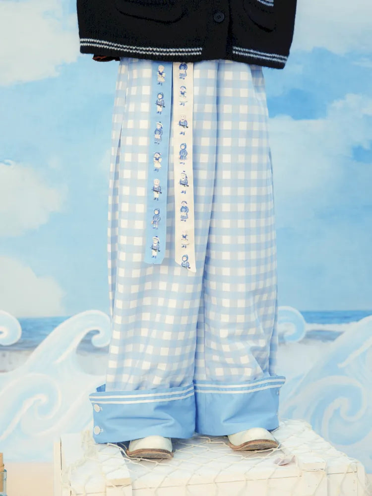 Checkered Wide-Leg Trousers【s0000014158】