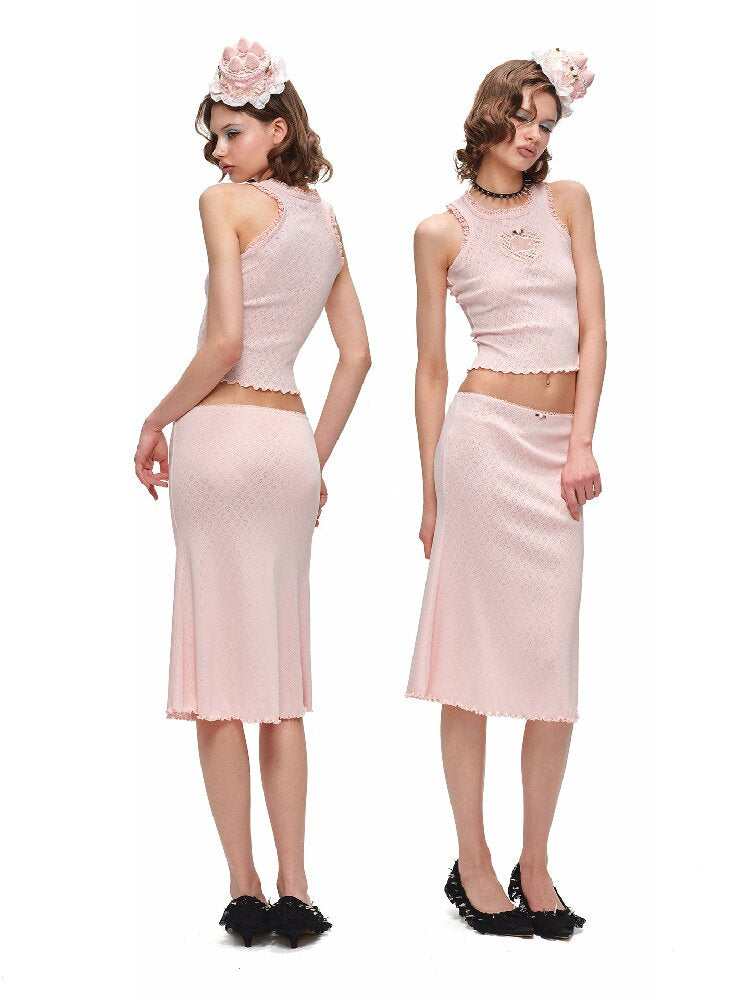 Jacquard Knitted Vest Midi Skirt【s0000016904】