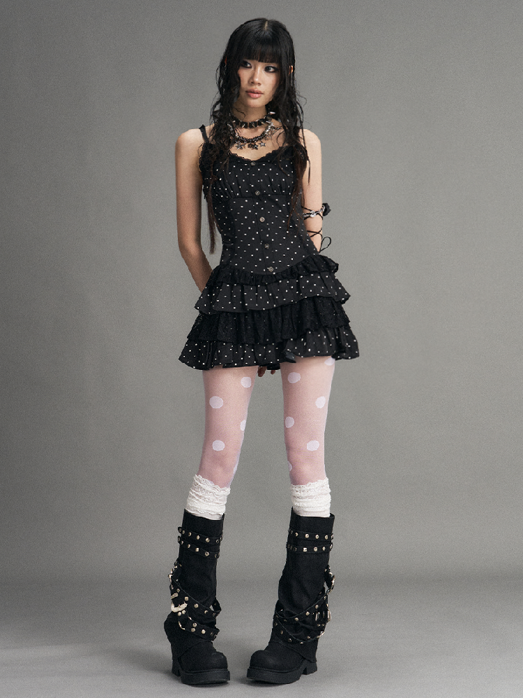 Vintage Lace Polka Dot Cake Dress【s0000017530】