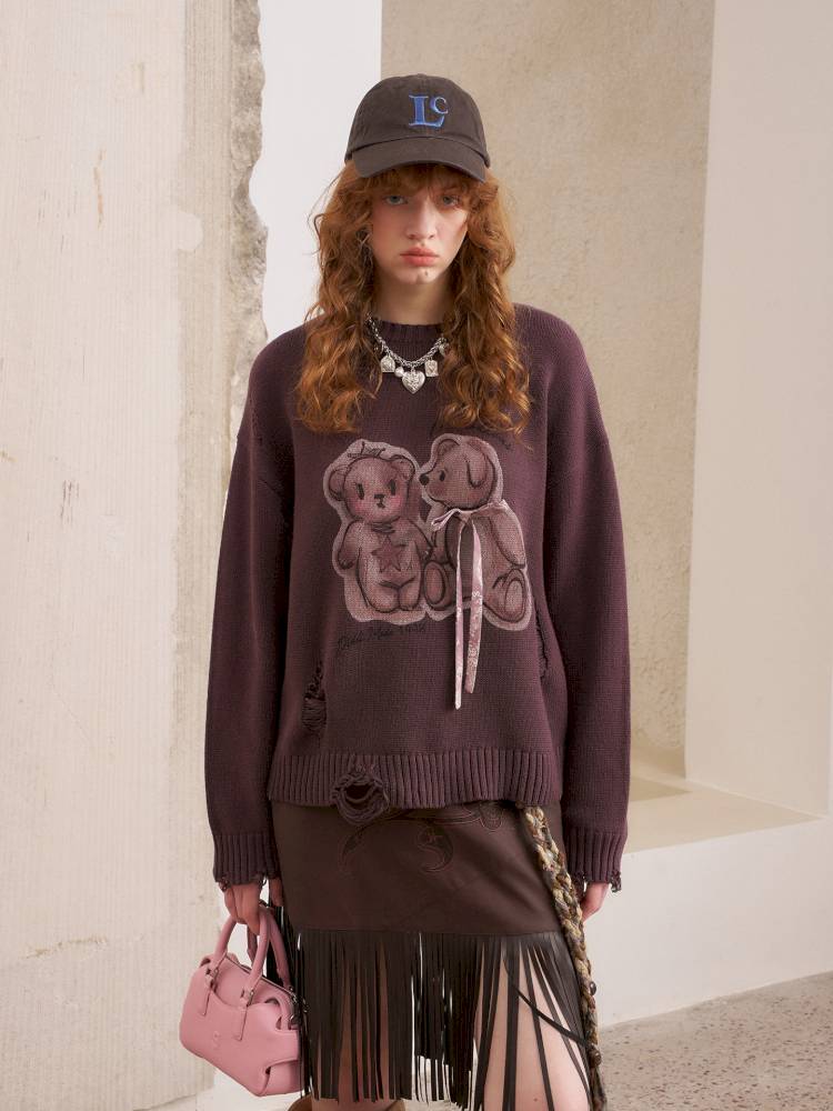 Oversized Long-Sleeve Knit Sweater【s0000014392】