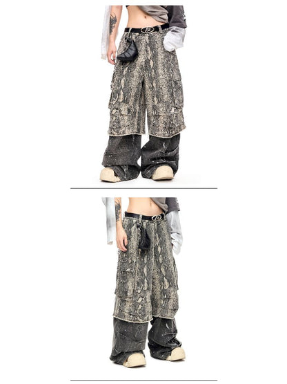 Splash Ink Washed Straight Leg Work Pants【s0000011692】