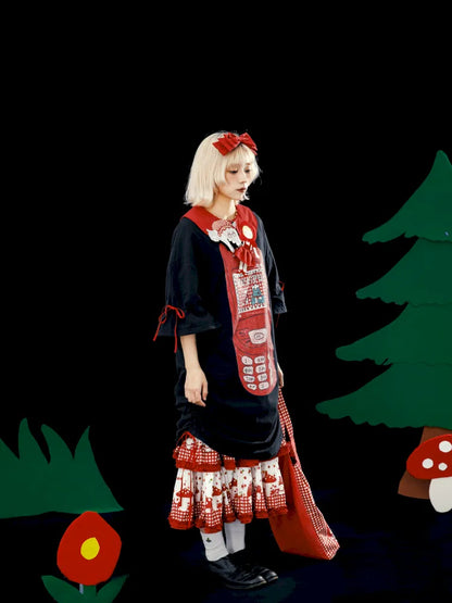 Original Pattern Drawstring Convertible T-Shirt Dress【s0000013932】