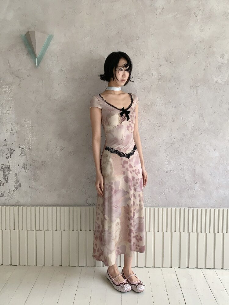 Vintage Pattern Lace Floral Dress【s0000018086】