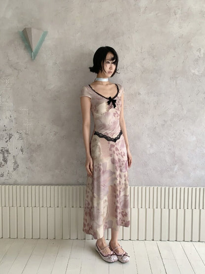 Vintage Pattern Lace Floral Dress【s0000018086】