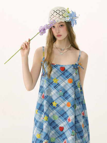 Summer Design Plaid Print Camisole Dress【s0000016843】