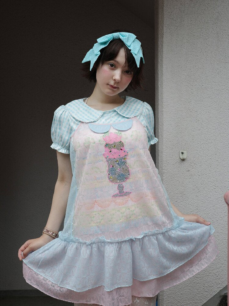 Patchwork Rhinestone Mesh Dress【s0000017759】