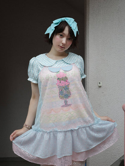 Patchwork Rhinestone Mesh Dress【s0000017759】