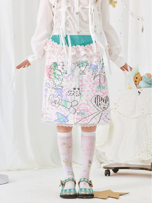 Patchwork Double Color Half-body Skirt【s0000011941】