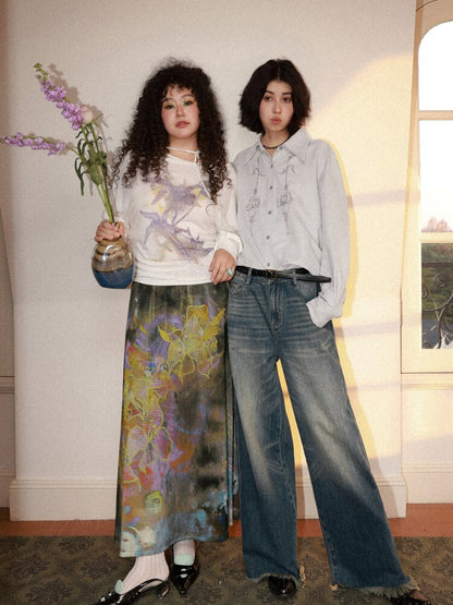 Retro Cat Whiskers Washed Jeans【s0000015463】