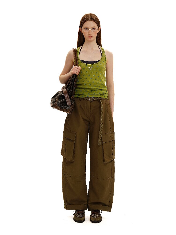 Long Staple Cotton Cargo Trousers【s0000016138】