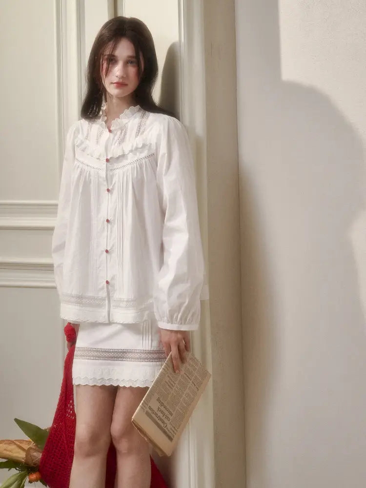 Natural Cotton Shirt Skirt Set【s0000014330】