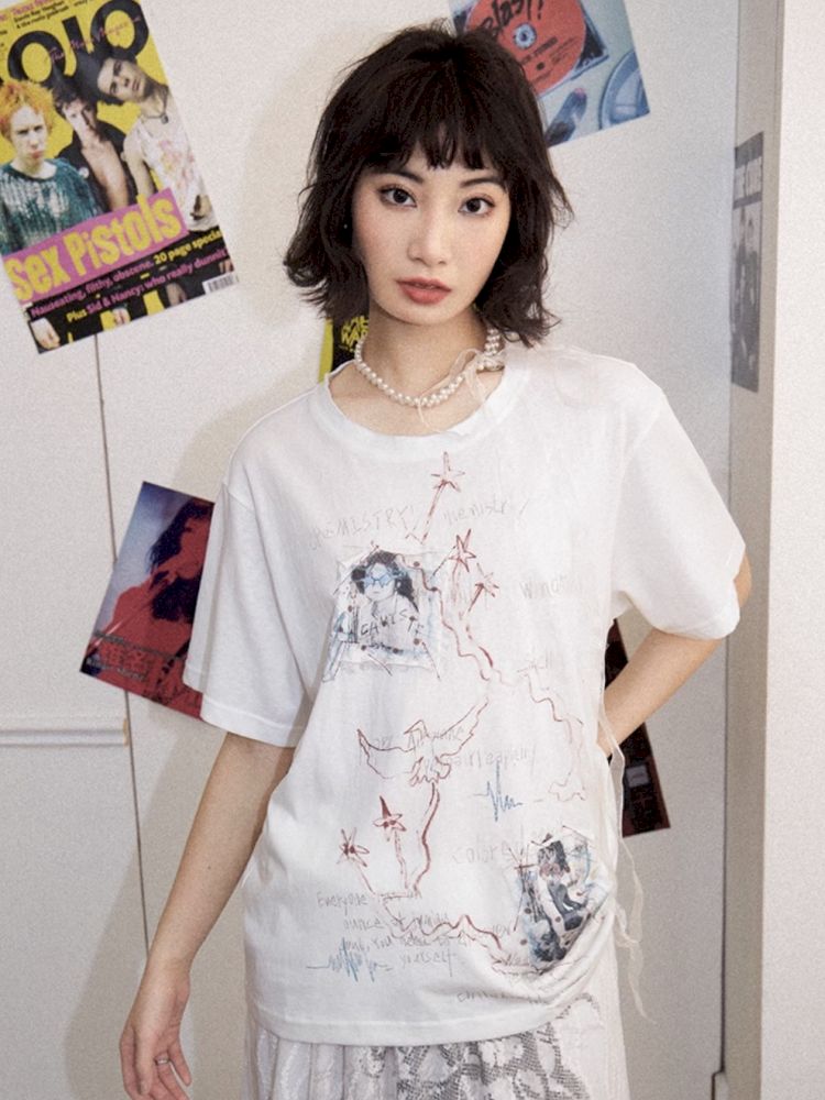 Loose short-sleeved splicing wind top【s0000012277】