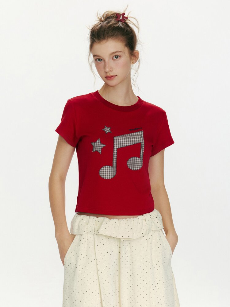 Strawberry Movement Note Print Top【s0000015672】