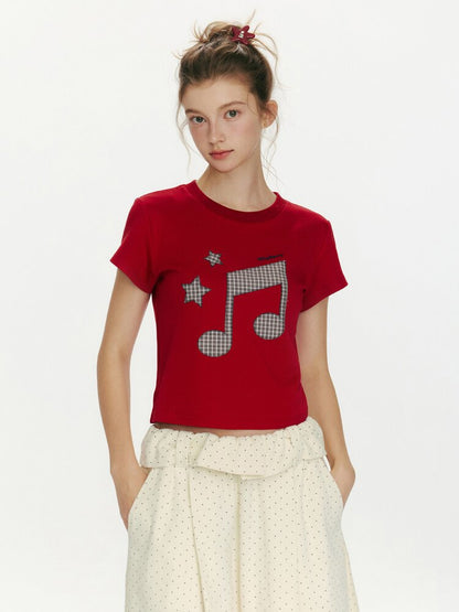 Strawberry Movement Note Print Top【s0000015672】