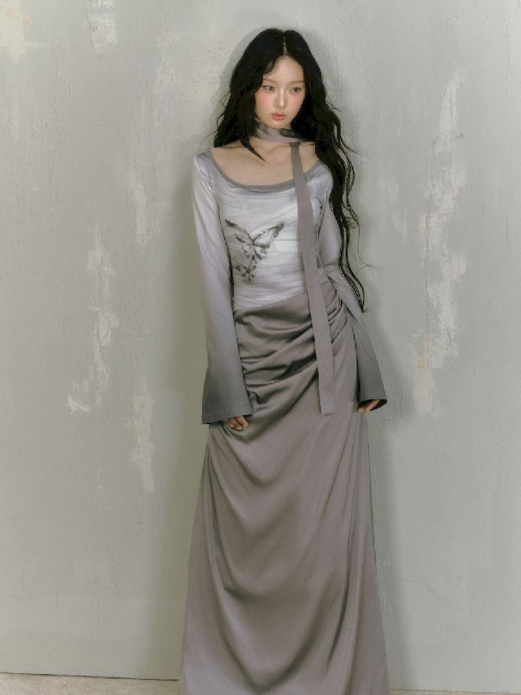 Gray Long Sleeve Dress [S0000010019]