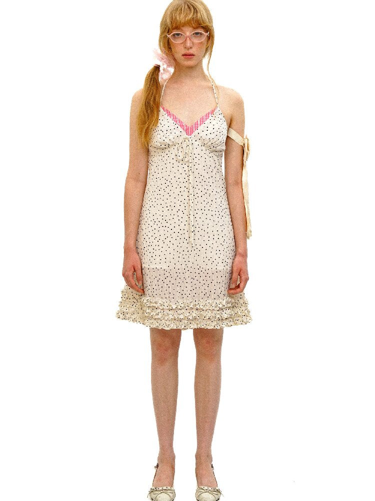 Paneled Polka Dot Lace Slip Dress【s0000016410】