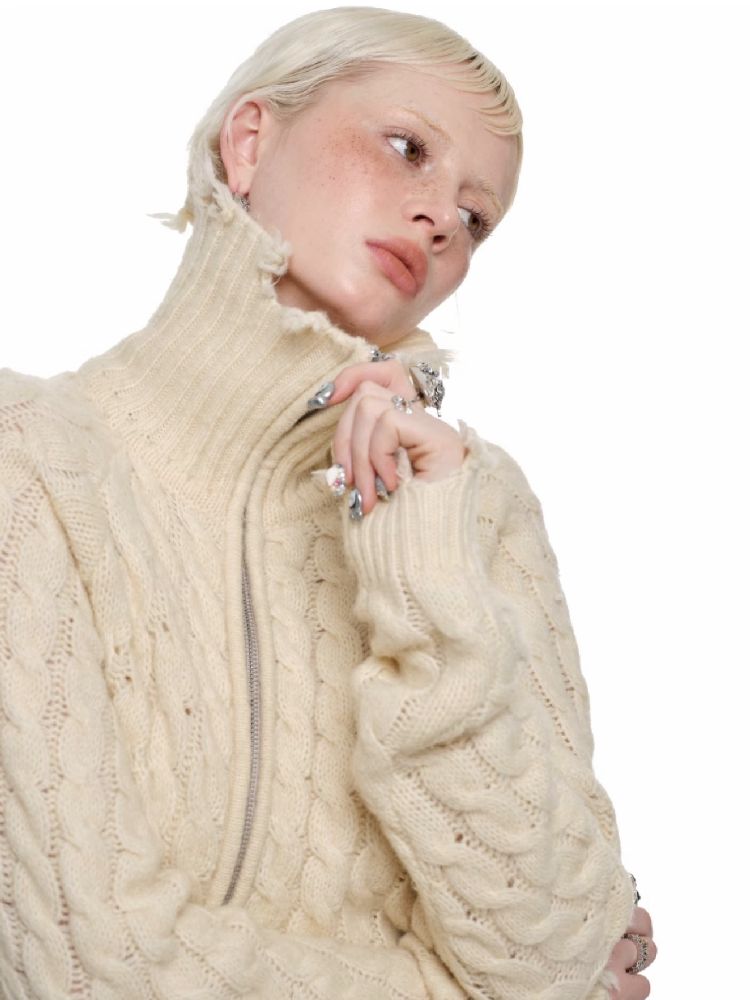 Slant Placket Knit Cardigan【s0000011576】