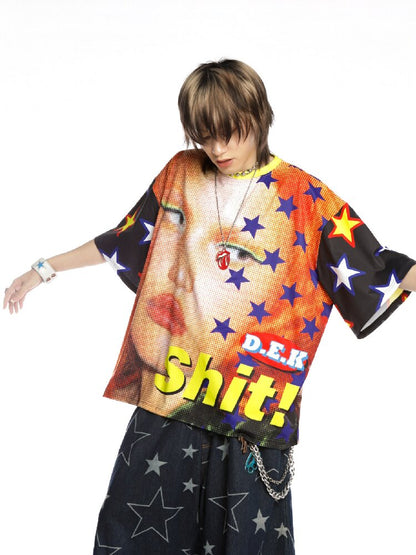 Ghostly Print Contrast T-shirt【s0000015887】