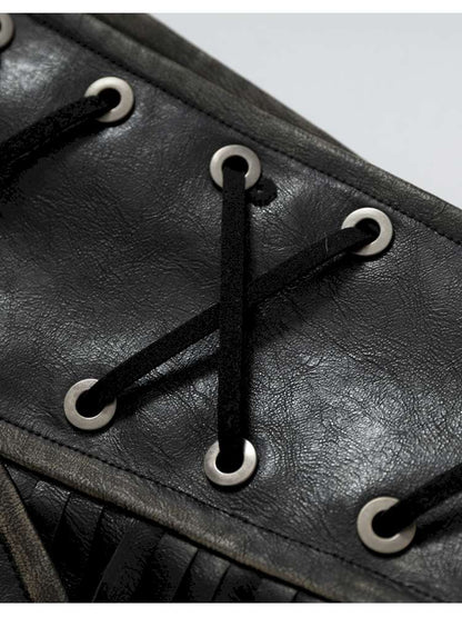 Heavy-Duty Fringe Wide Leather Belt【s0000014476】