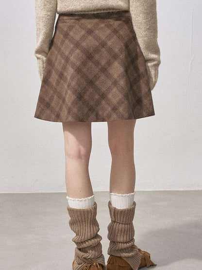 Woolen Plaid A-Line Short Skirt【s0000015220】