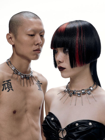 Heavy Craft Punk Style Choker Necklace【s0000018812】