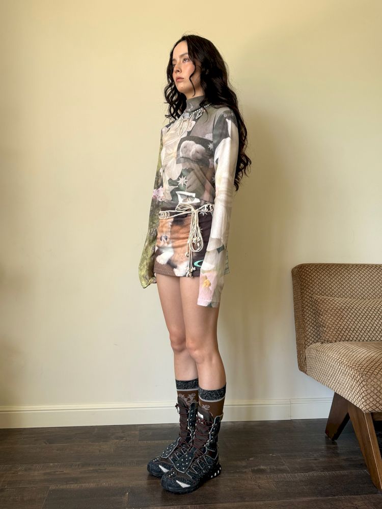 See-through mesh long sleeve sunscreen top【s0000013515】