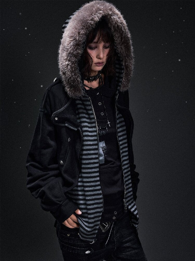 Punk Striped Patchwork Cardigan【s0000019302】