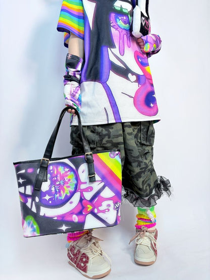 Neon Eye Y2K Shoulder Tote Bag【s0000013731】