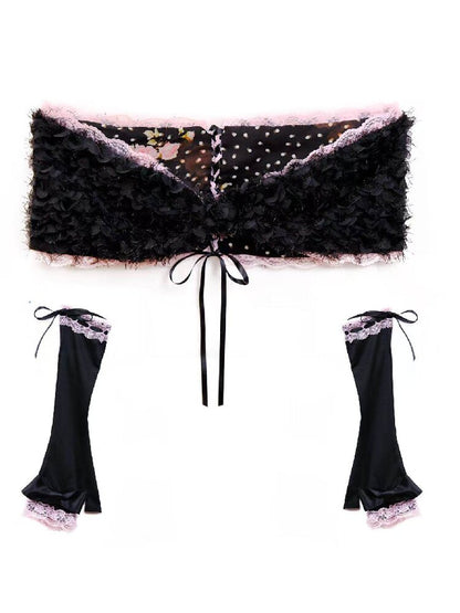 Floral Chiffon Rose Glove Set【s0000017137】