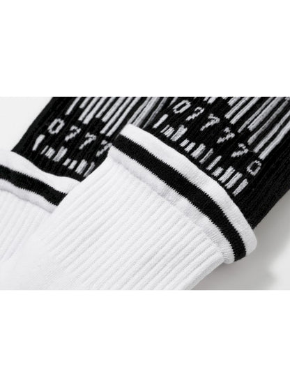 Barcode knitted anti-pilling patchwork design sports socks【s0000009565】