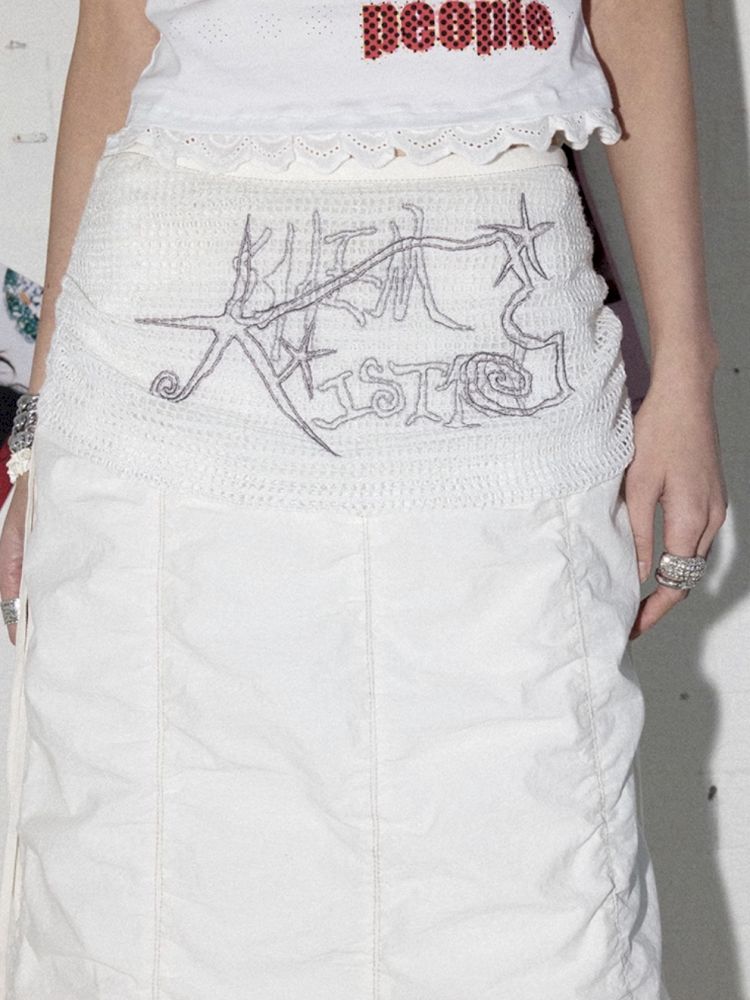 Mesh splicing pumped pleated bustle skirt【s0000012287】