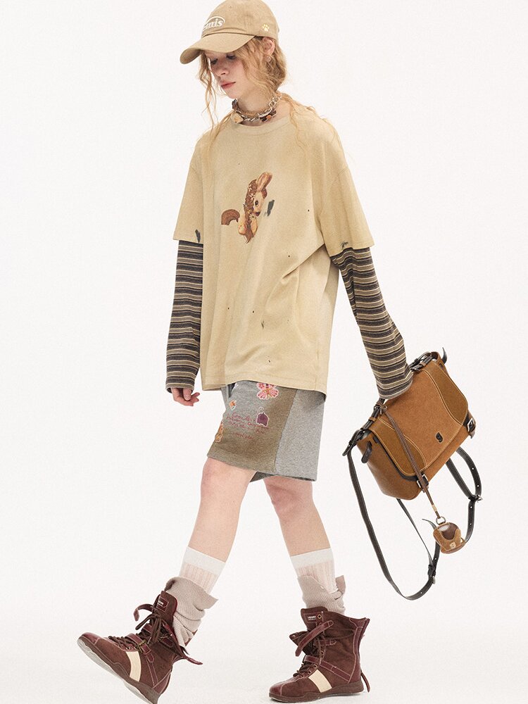 Bloom Patchwork Long Sleeve Tee【s0000015903】