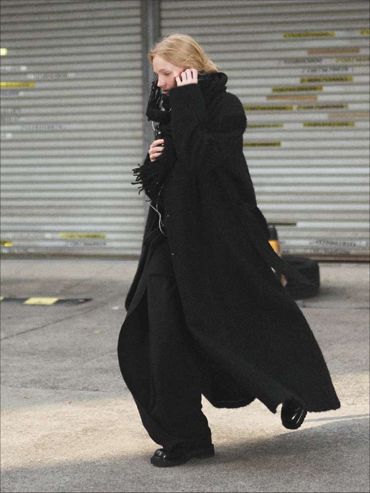 Black Woolen Loose Double-Breasted Coat【s0000014875】