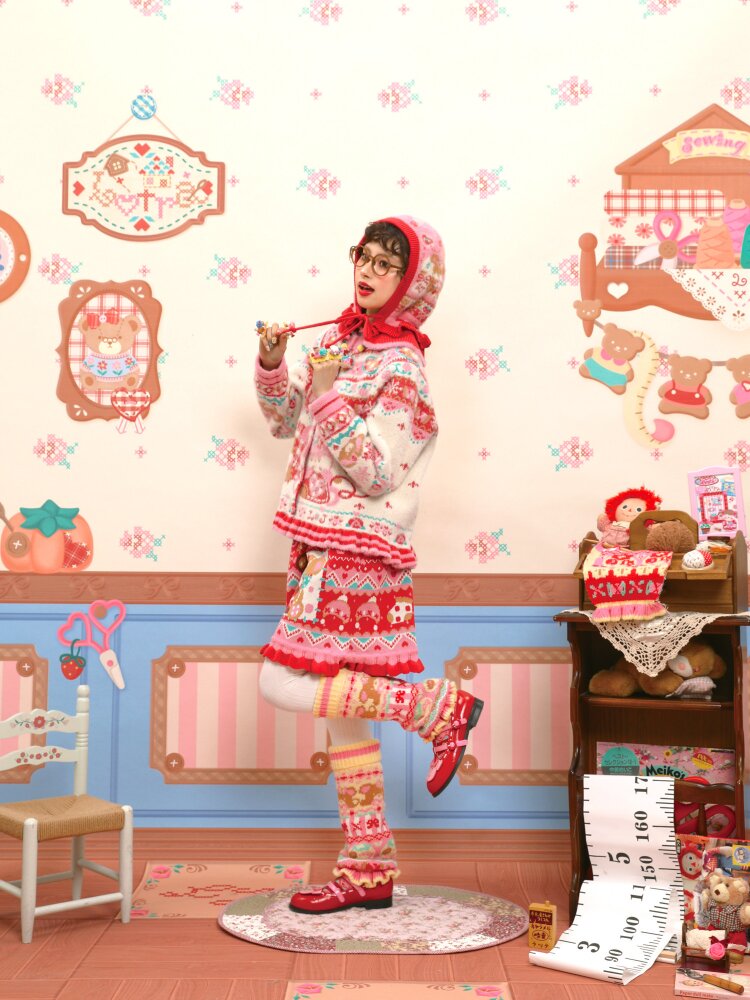 Yellow Pink Wool Lace Leg Cover【s0000015577】