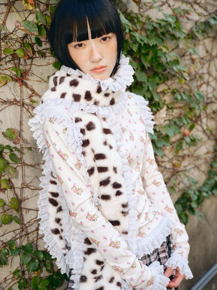 Furry Patterned Faux Fur Lace Scarf【s0000018689】