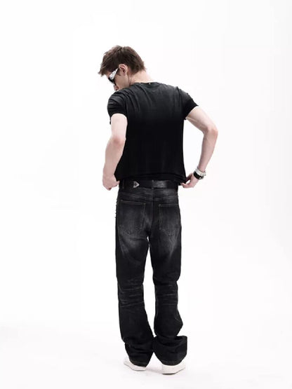 Washed Heavy-Duty Rhinestone T-Shirt【s0000018280】
