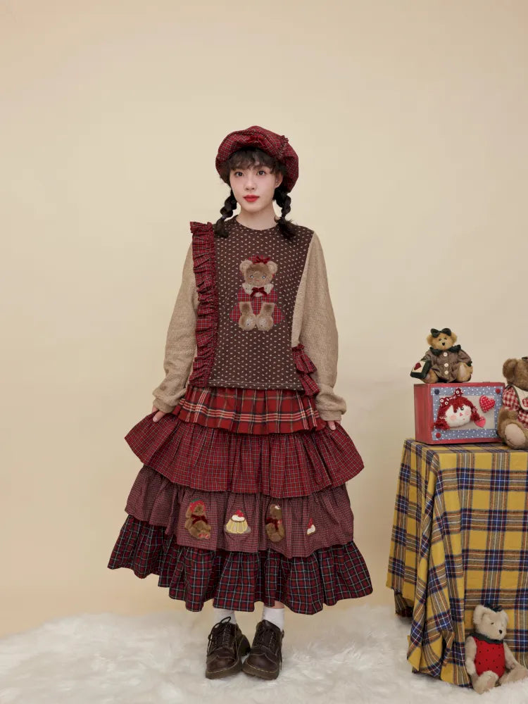 Embroidered lace-trim knit sweater【s0000014173】