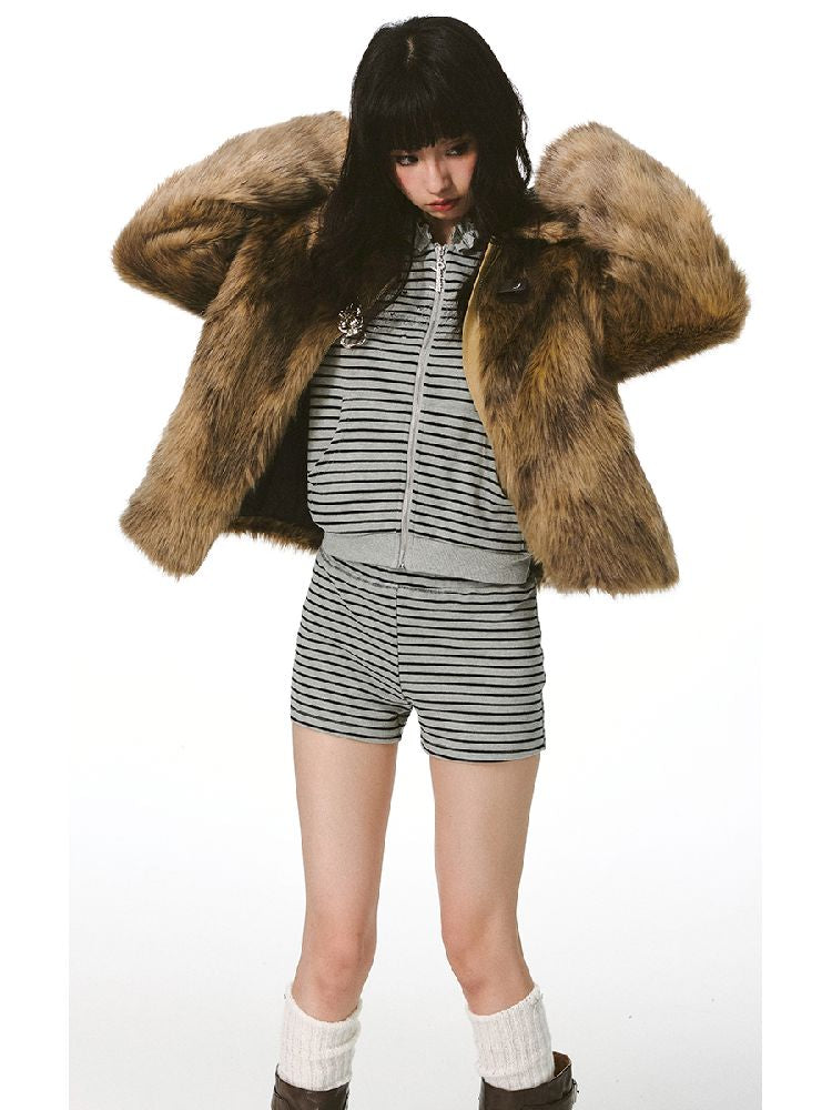 짧은 재킷 모피 코트 [S0000011426]